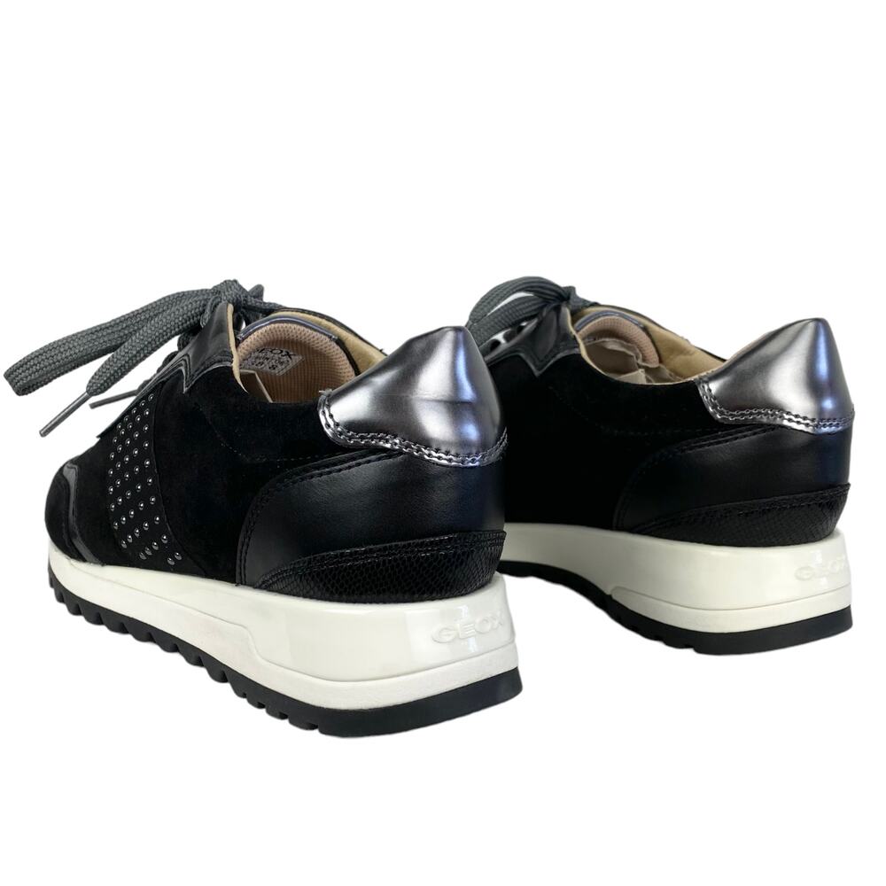 NWOB Geox D Tabelya Women's Sneakers in Black and Gun Metal Grey, Size 8 - Picture 9 of 13